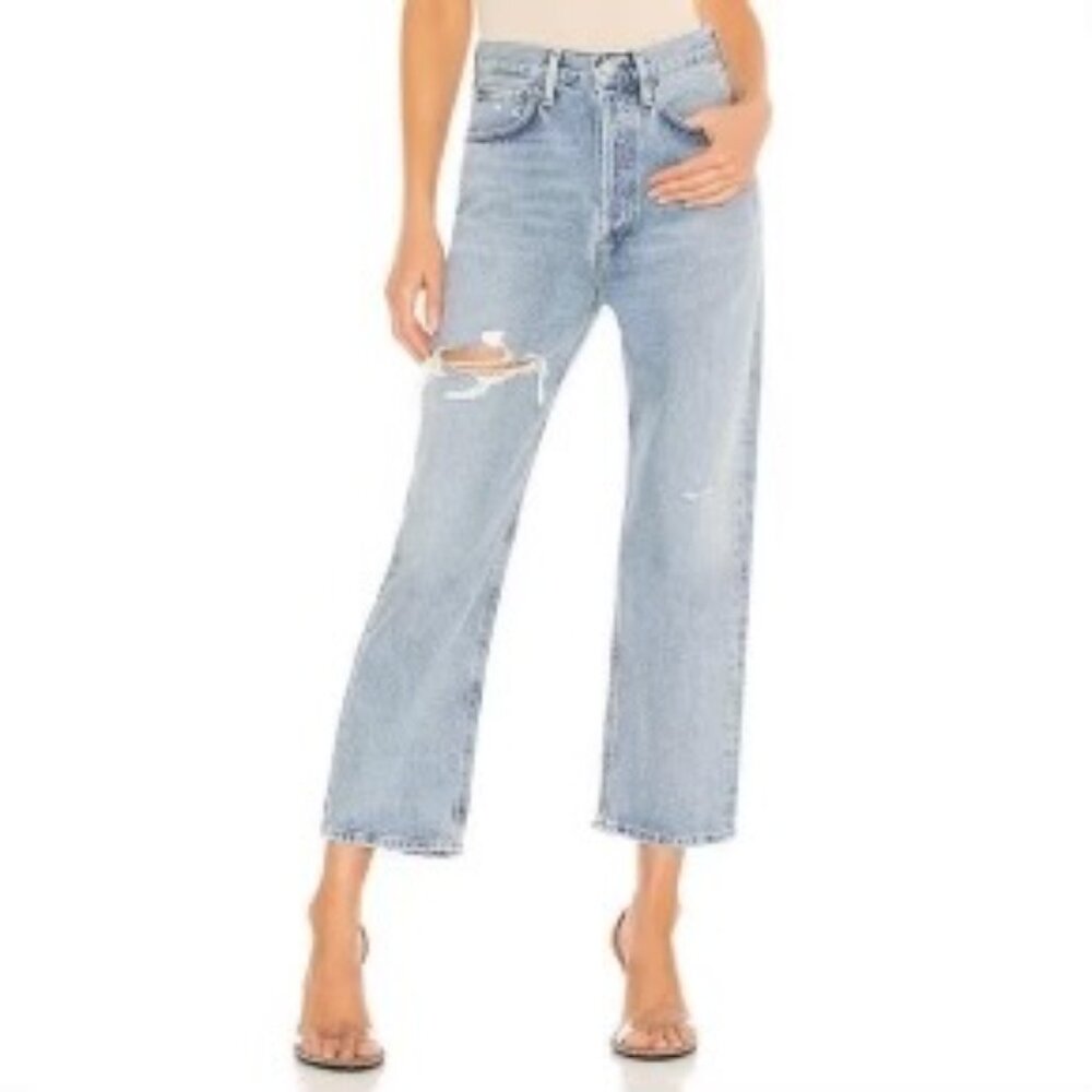 Agolde 90s Crop Distressed Jeans *Echo* Sz 34